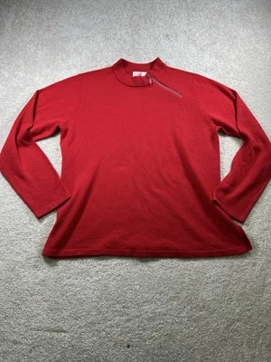 Quaker Factory Womens Sz XL Granny Bedazzled Rhinestone Sweater Red Cottagecore - Image 1 of 4