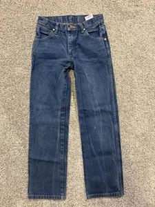Wrangler Jeans Youth 11 Regular Straight Western Cowboy Workwear Dark Wash Denim - Picture 1 of 9
