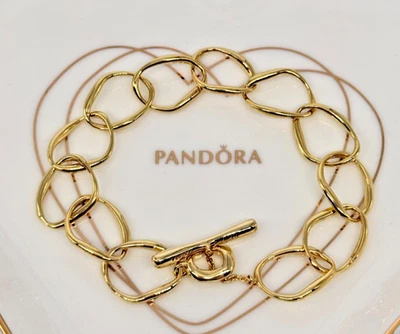 New Genuine Pandora Shine Gold Organically Shaped Link Bracelet 563864C00-20cm - Image 1 of 4