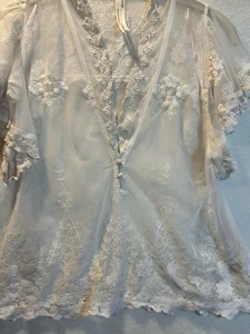 Anthropologie All Over Lace Top Flutter Sleeve Embroidered Wedding Romantic Sz M - Picture 1 of 13