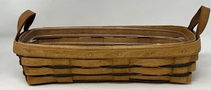 Longaberger Bread Basket With Plastic Insert 1994 Numbered Leather Handles - Picture 1 of 8