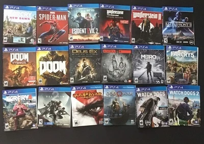 Lote de 40+ insertos originales auténticos de manuales de juego de PlayStation 4 ilustraciones de portada Foto 1 de 4