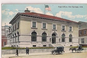 Post Office Hot Springs Horse Buggy Car Arkansas AR  Postcard - Picture 1 of 1