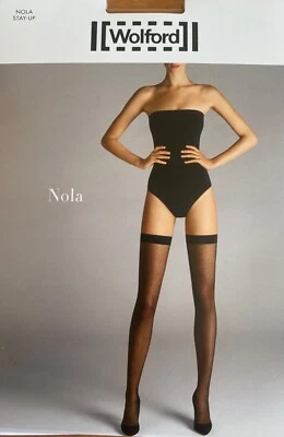 Wolford Nola Stay up halterlos gobi/black neu new Size M - Bild 1 von 3