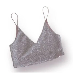 Forever 21 Dusty Rose Sequin Jewel 💎 Glitter Crop Top Pink Bralette - Size S - Picture 1 of 4