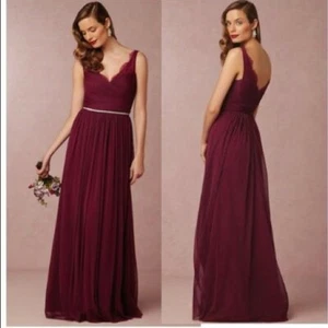Anthropologie x BHLDN Hitherto Fleur Dress in Maroon Size 0 - Picture 1 of 6