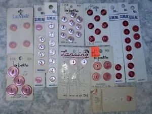 Vintage 58 Red & Pink Button Lot: Lansing, La Mode, Streamline, La Petite, Chic - Picture 1 of 4