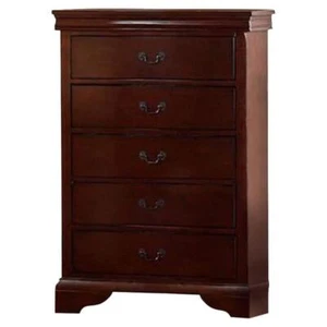 Benjara Chest Of Drawers 47 " H X 32 " W, 5-Drawer Cherry Pine Wood Material - Picture 1 of 7