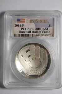 2014 P Baseball Hall Fame Silver Dollar PCGS PR70DCAM #725 - Picture 1 of 2