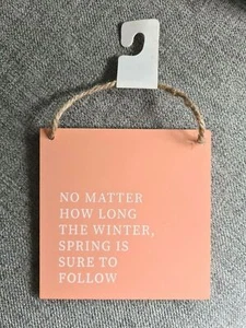 Inspirational Quotes on Wooden Signs, Spring -  Wall Decor Pink 4 X 4 Inch  - Picture 1 of 1