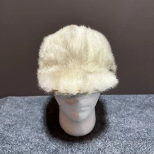 NEW Hat Cap Womens Small Medium Beige Mink Fur Winter Korea - Picture 1 of 8