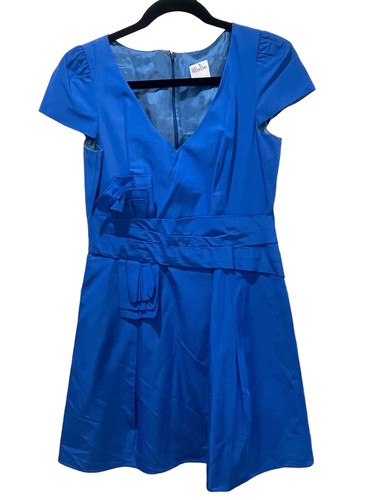 Abito ROSSO Valentino blu taffeta mini collo a V taglia 4 cocktail formale mini ottime condizioni