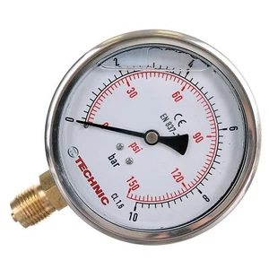 Manometer Glyzerin 0-10 BAR / 150 PSI 100mm 1/2" Druckanzeige - Bild 1 von 3