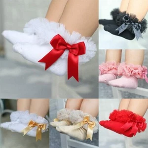 Baby Girl's Tutu Socks Bow Lace Newborn Infant Frilly Sock Short Socks - Picture 1 of 13