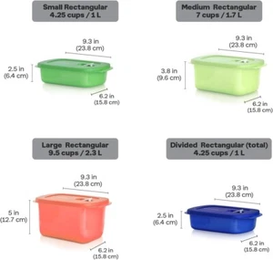 Tupperware CrystalWave Set 4 Pezzi Contenitori Rettangolari per Conservazione Alimenti Nuovi - Foto 1 di 3