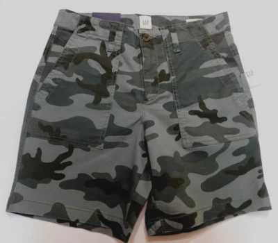 Shorts feminino Gap verde camuflagem tamanho 0 e 4 algodão cáqui 5" costura interna elástica NOVO - Imagem 1 de 4