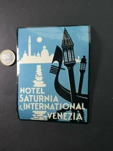 s39 Altes Etikett HOTEL Saturnia + International Venezia um 1955  - Bild 1 von 1