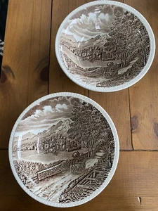 Pair Of Westmorland Wood & Sons Brown Transferware Bowls - Picture 1 of 3