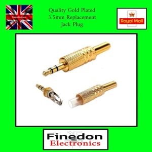 Quality Replacement Gold Plated 3.5mm Stereo Jack Plug UK Seller - Picture 1 of 5