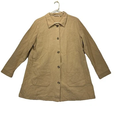 SOFT SURROUNDINGS Khaki Long Length Oversized Shirt Jacket Shacket Womens PL - Image 1 of 4