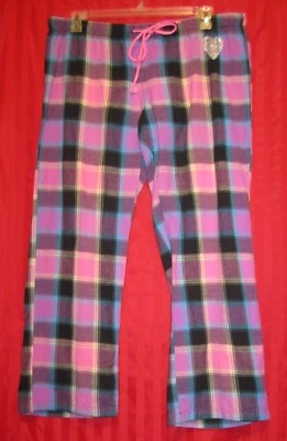 Women's Xhilaration Elastic Drawstring Flannel Pajama Lounge Pants Pink Plaid XL - Image 1 of 4