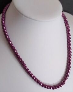 16" 30" 40cm 75cm 6mm MAGENTA Glass Pearl Necklace (Choice Length & Clasps)
