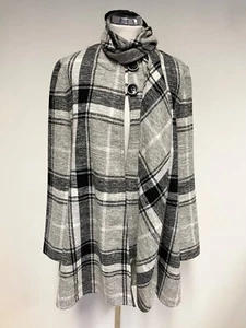 GERRY WEBER GREY CHECK WOOL BLEND UNLINED JACKET WITH SCARF/ BELT SIZE 12 - Picture 1 of 6