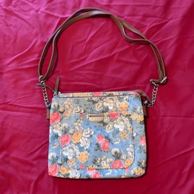 NUEVO SIN ETIQUETAS - Bolso de mano para mujer Rosetti azul estampado floral tamaño mediano Foto 1 de 4