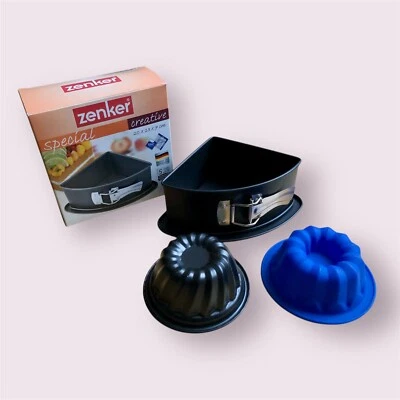 Zenker Dreieck Springform & 2x Mini Guglhupf Backform Silikon und Antihaft - Bild 1 von 3