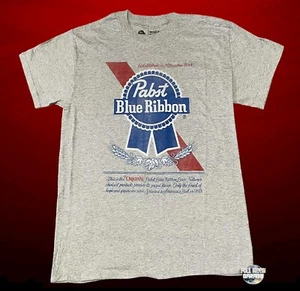 New Pabst Blue Ribbon Beer Mens Gray PBR Vintage Classic T-Shirt - Picture 1 of 2