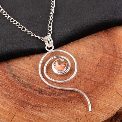 Colgante naranja cobre turquesa piedras preciosas plata de ley 925 joyería regalo único Foto 1 de 4