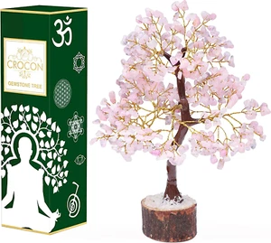 Rose Quartz Gemstone Tree Feng Shui Figurine, Money, Luck Bonsai Balancing Reiki - Picture 1 of 12
