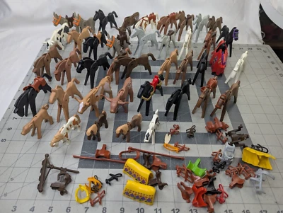 Playmobil Huge Lot of 40 Horses Cows Donkeys Saddles - Image 1 of 4