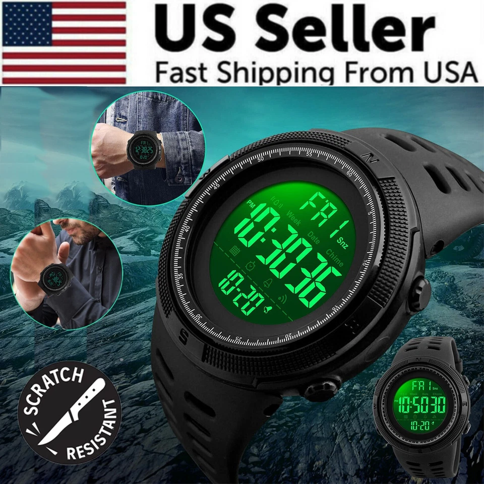 SKMEI Men's Digital Army Military Sport Quartz Analog Chrono Waterproof Watch