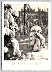 Postal Good Luck in the New Year Snow Covered Trees Diel Suerte Año Nuevo - Imagen 1 de 2