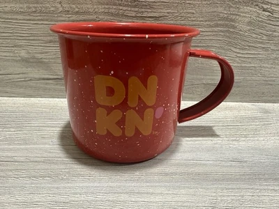 DNKN’ DUNKIN DONUTS METAL ENAMELWARE CAMPING MUG CUP 14 Oz RED Rustic!! - Image 1 of 4