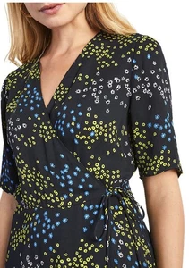 Jigsaw Animal Floral Wickelkleid UK 14 / EU 42 Neu mit Etikett Blumendruck auf Schwarz / Schiefer - Bild 1 von 12