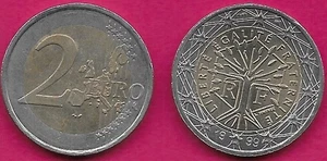 FRANKREICH 2 EURO 1999 VZ 1. KARTE, EIN BAUM, SYMBOLISIERT LEBEN,KONTINUITÄT UND WACHSTUM, IST C - Bild 1 von 1
