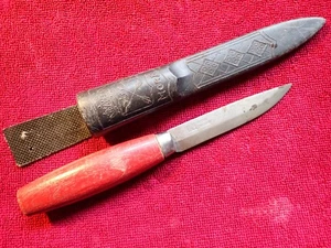 CUCHILLO AFILADO VINTAGE MANGO ROJO ERIK FROST MORA SUECIA SUECO - Imagen 1 de 8