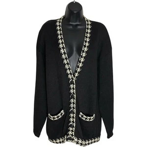 Vintage Talbots Strickjacke Pullover Damen M schwarz Academia V-Ausschnitt kuschelig lässig adrett - Bild 1 von 10