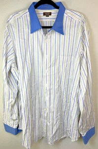Camicia Hamilton blu colletto polsino righe verticali bottoni abito camicia L 08 maggio - Foto 1 di 6