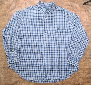 Polo Ralph Lauren Long Sleeve Button Up Shirt Men’s 3XLB Plaid Blue White Black - Picture 1 of 6