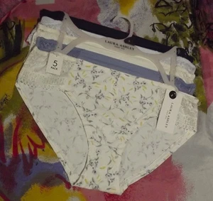 5 NEW LAURA ASHLEY LS6341 5PKJ MF FRONT LACE PANELS HIPSTER PANTIES S - Picture 1 of 2