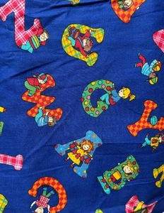 Vintage Concord Fabrics ABC Kids Alphabet School USA Quilting 3-3/8 Yards Blue - Picture 1 of 6