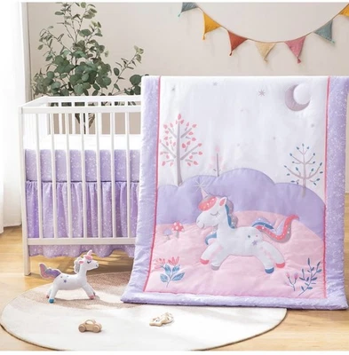 Juego de ropa de cama de cuna de 4 piezas para bebés niños niñas, juego de ropa de cama infantil... Foto 1 de 4