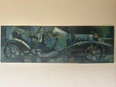 PINTURA MEDIADOS DE SIGLO COCHE CLÁSICO COCHE DE BEN ABRIL GRANDE MODERNISTA FAMOSO Foto 1 de 4