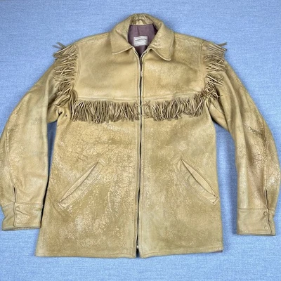 Chaqueta de cuero con flecos de piel de ciervo del medio oeste de los años 50 60 rara cremallera Foto 1 de 4