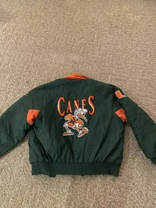 Vintage 90s Miami Hurricanes Jacket Large Windbreaker Coat NCAA - Picture 1 of 3