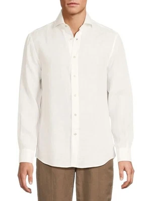 Camisa de Vestir Brunello Cucinelli Lino Natural $695 Talla XL (52) Foto 1 de 2