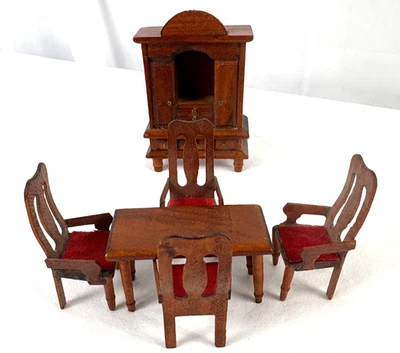 JUEGO COMEDOR CASA MUÑECAS Mesa 4 Sillas Hutch 6 Piezas Foto 1 de 4